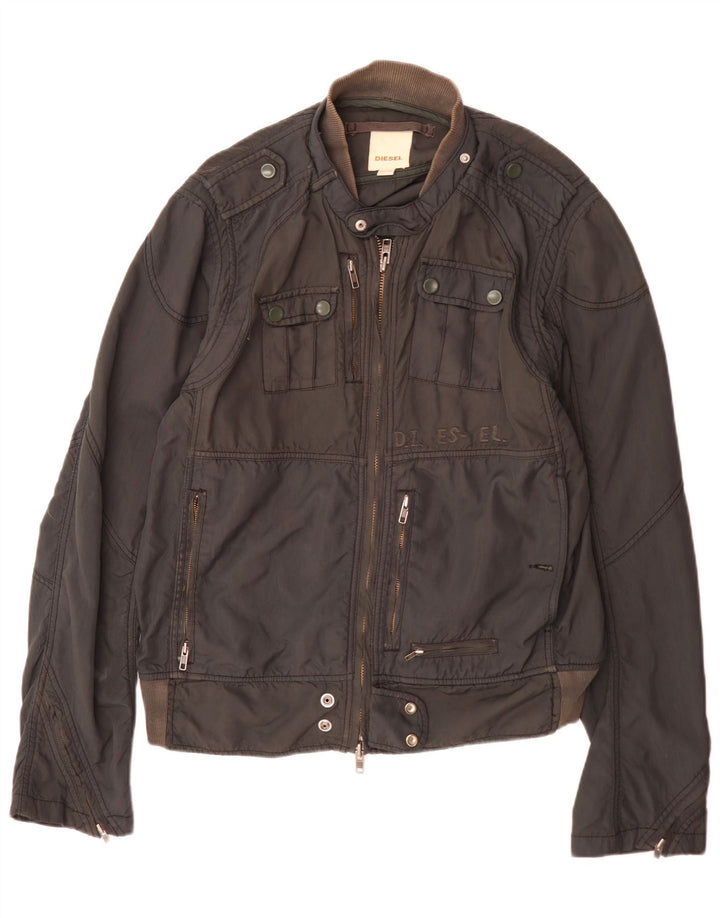 Diesel Herren Militär Bomberjacke UK 44 2XL Schwarzes Nylon