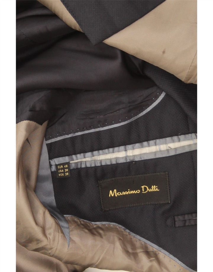 Massimo Dutti Herren-Blazer mit 2 Knöpfen, EU 48, mittelmarineblaue Wolle