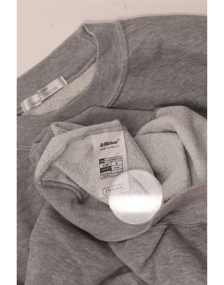 Marks & Spencer Herren-Sweatshirt-Pullover aus mittelgrauer Baumwolle