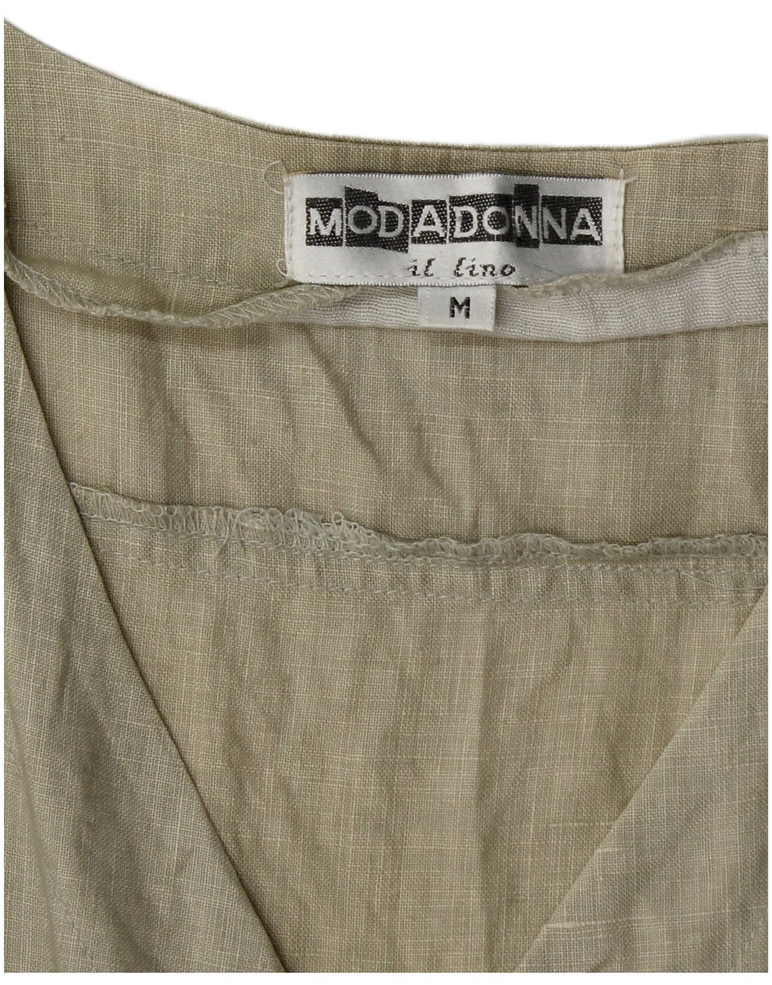 Vintage Damen Ärmelloser Playsuit UK 12 Medium Khaki Leinen