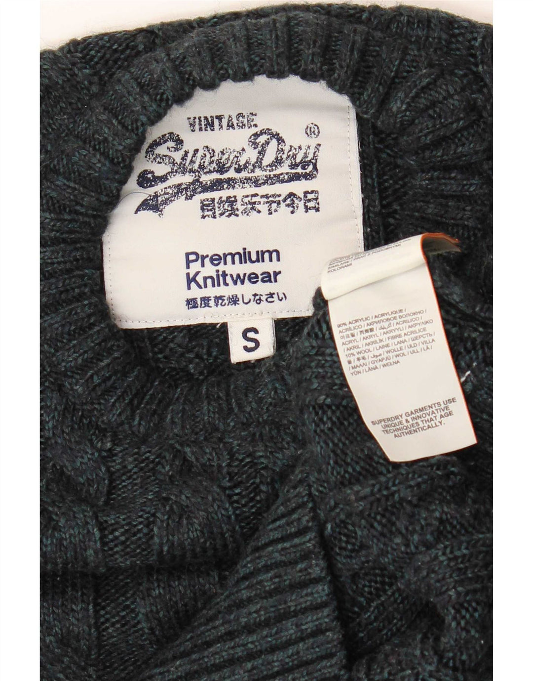 Superdry Herren-Pullover mit Rundhalsausschnitt, Größe S, Marineblau, Acryl