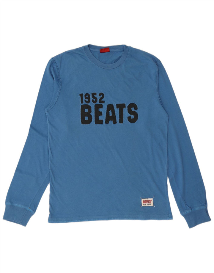 LEVI'S Herren-Grafik-Oberteil, langärmelig, mittelblaue Baumwolle