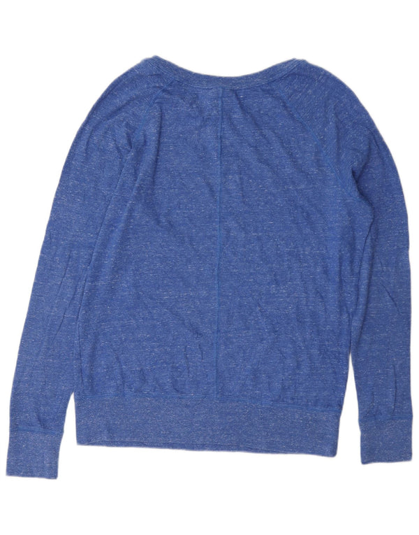 Nike Damen Sweatshirt Pullover UK 14 Mittelblau gefleckte Baumwolle