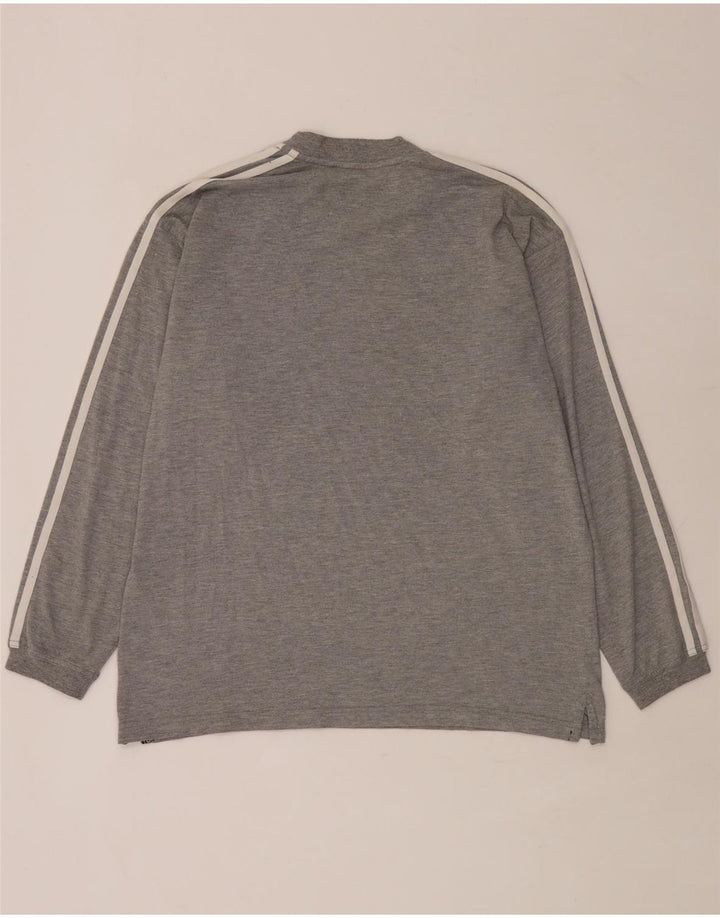 Adidas Herren Top Langarm UK 38/40 Mittelgrau gefleckte Baumwolle