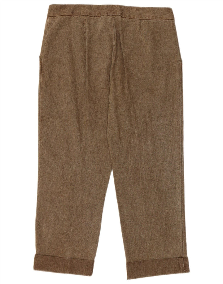 Stefanel Damen-Hose, kurz geschnitten, EU 36, Größe S, W28, L21, braun, Fischgrätenmuster