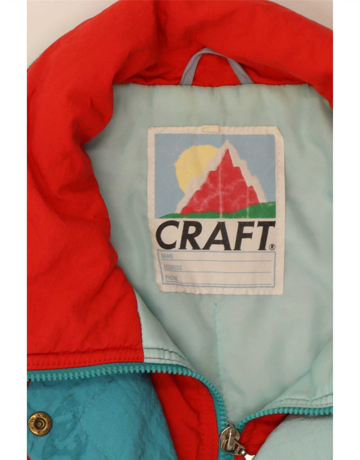 Vintage Damen Skijacke UK 20 2XL Roter Farbblock