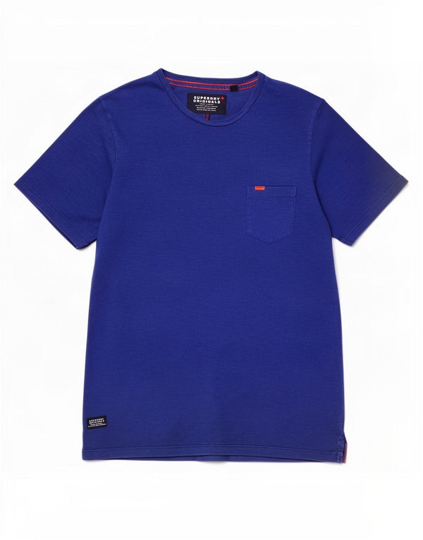 Superdry Herren-T-Shirt-Oberteil XL aus blau gefleckter Baumwolle