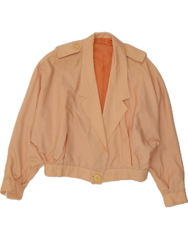 VINTAGE Womens 3/4 Sleeve Bomber Jacket IT 46 Large Beige Cotton Vintage Vintage and Second-Hand Vintage from Messina Hembry 