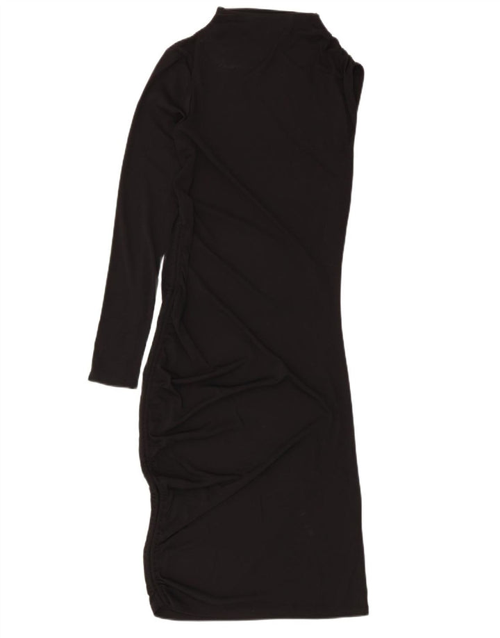 Zara Damen One-Shoulder-Kleid UK 8 Small Schwarz Polyester