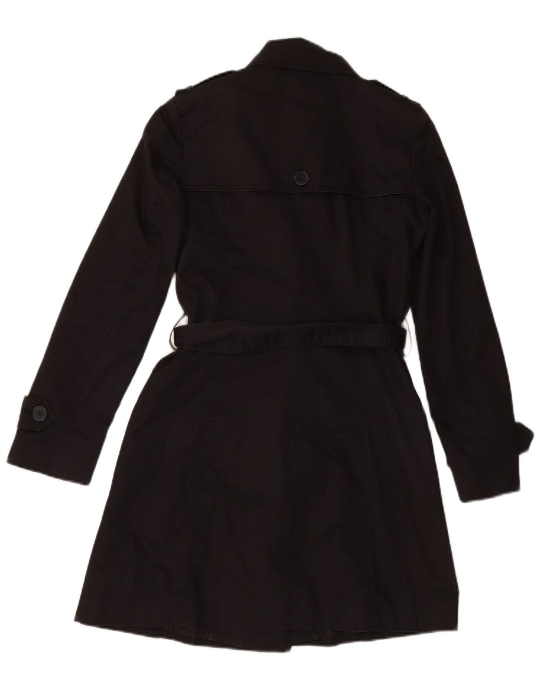 ZARA Damen Trenchcoat UK 6 XS Schwarz Baumwolle