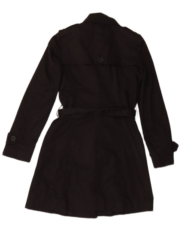 ZARA Damen Trenchcoat UK 6 XS Schwarz Baumwolle