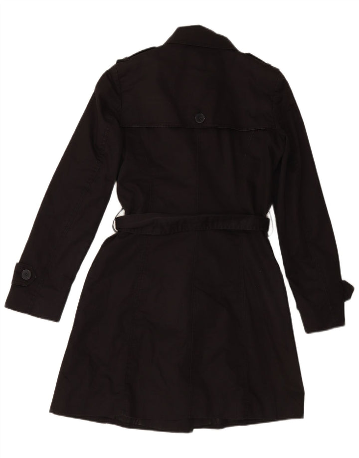ZARA Damen Trenchcoat UK 6 XS Schwarz Baumwolle