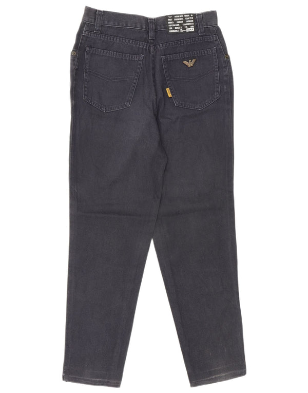 GIORGIO ARMANI Damen Tapered Jeans IT 40 Small W27 L25 Schwarze Baumwolle