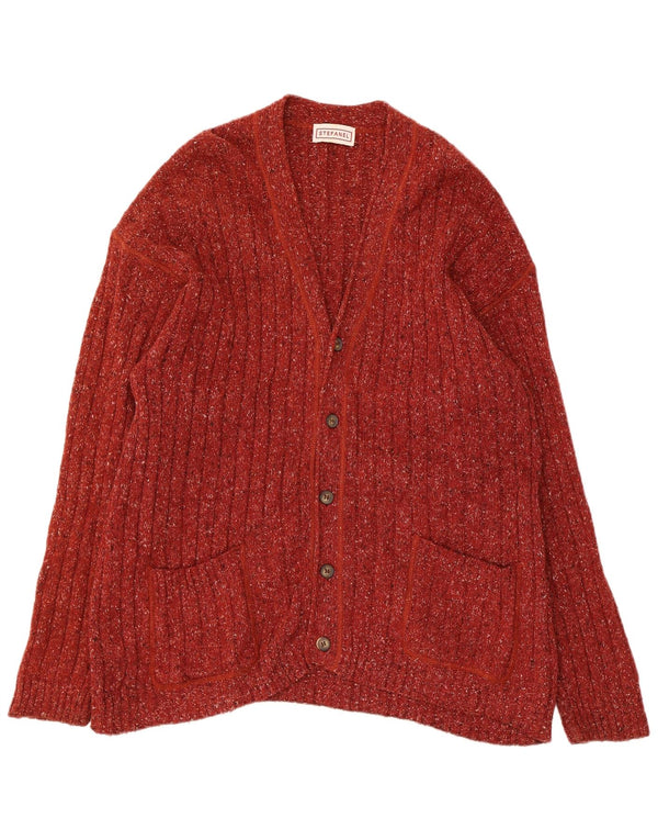 Stefanel Womens Cardigan Sweater UK 16 Large Red Flecked Wool