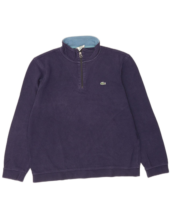 Lacoste Herren-Sweatshirt mit Reißverschluss am Hals, Größe 4, mittelgroß, marineblaue Baumwolle