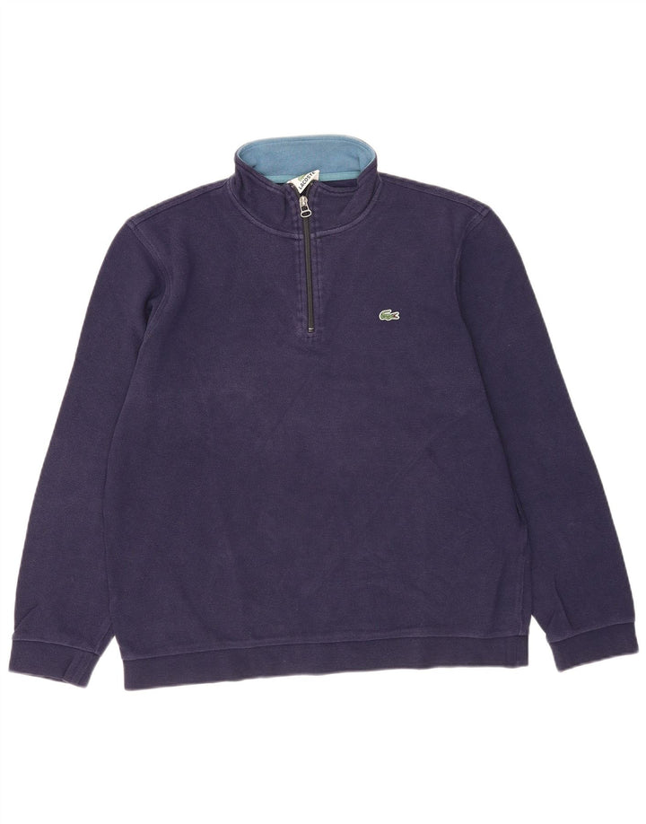 Lacoste Herren-Sweatshirt mit Reißverschluss am Hals, Größe 4, mittelgroß, marineblaue Baumwolle