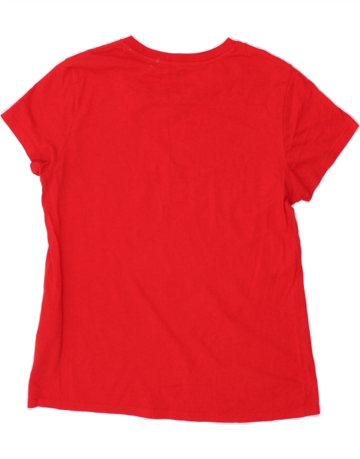 LEVI'S Womens Graphic T-Shirt Top UK 14 Medium Red Cotton Vintage Levi's and Second-Hand Levi's from Messina Hembry 