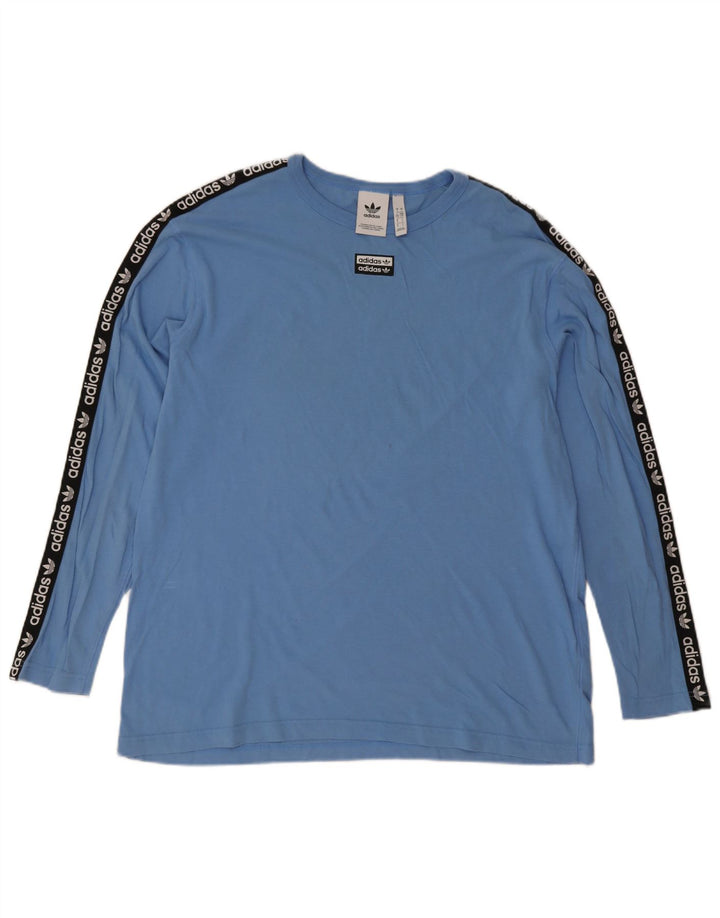 Adidas Herren Grafik-Oberteil, langärmelig, groß, blau, Colourblock-Baumwolle