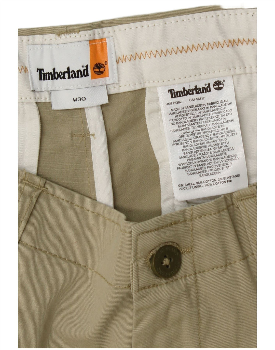 Timberland Herren Chinoshorts W30 mittelgrüne Baumwolle