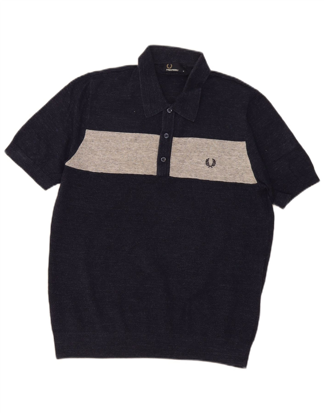 Fred Perry Herren-Poloshirt aus mittelblauer, marineblauer Colourblock-Baumwolle