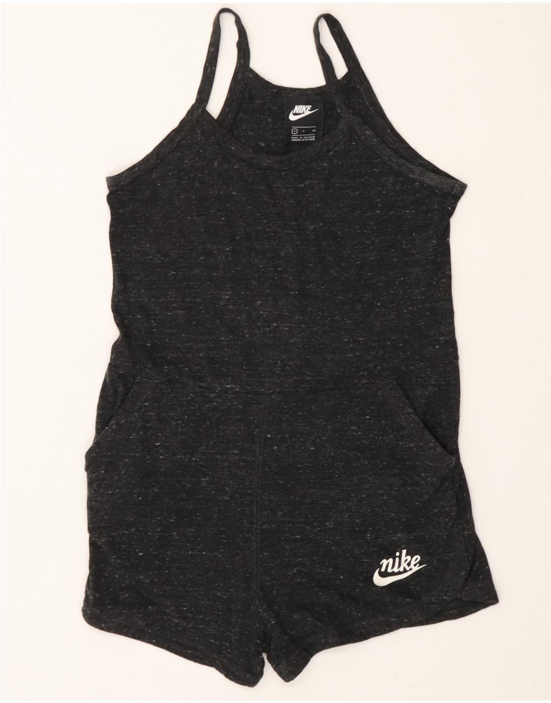 NIKE Womens Sleeveless Playsuit UK 10 Small  Grey Flecked Cotton Vintage Nike and Second-Hand Nike from Messina Hembry 