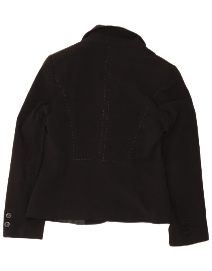 Marks & Spencer Damen-Blazerjacke mit 2 Knöpfen, Gr. 10, Größe S, Schwarz, Polyester