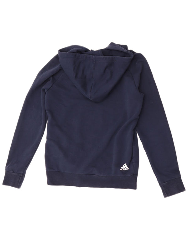 Adidas Damen Graphic Hoodie Pullover UK 8/10 Small Marineblau Baumwolle