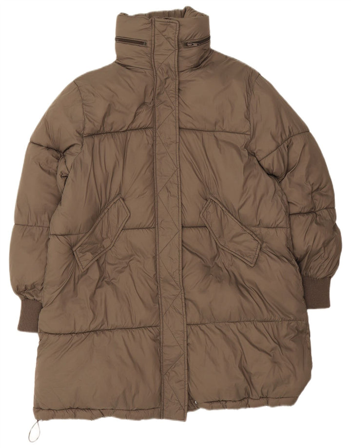 Zara Damen-Kapuzen-Übergröße, gepolsterter Mantel, UK 10, Größe S, braun, Polyester