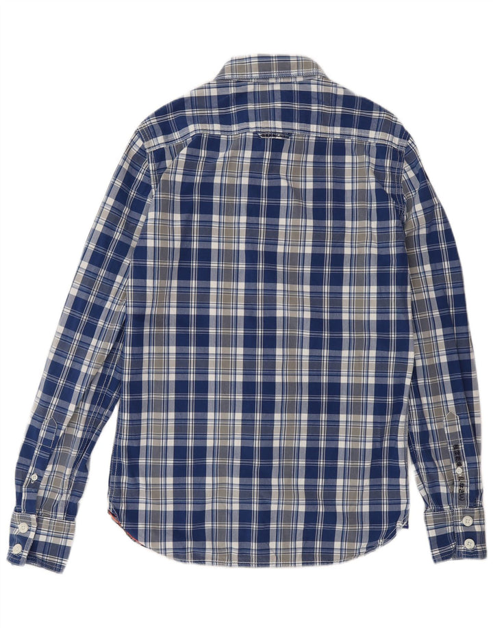 SUPERDRY Herrenhemd aus Baumwolle, klein, blau kariert