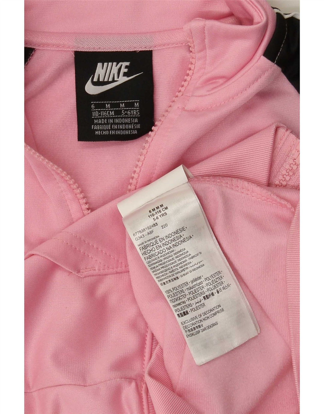 Nike Mädchen-Trainingsanzug-Top-Jacke, 5–6 Jahre, Mittelrosa, Farbblock-Polyester