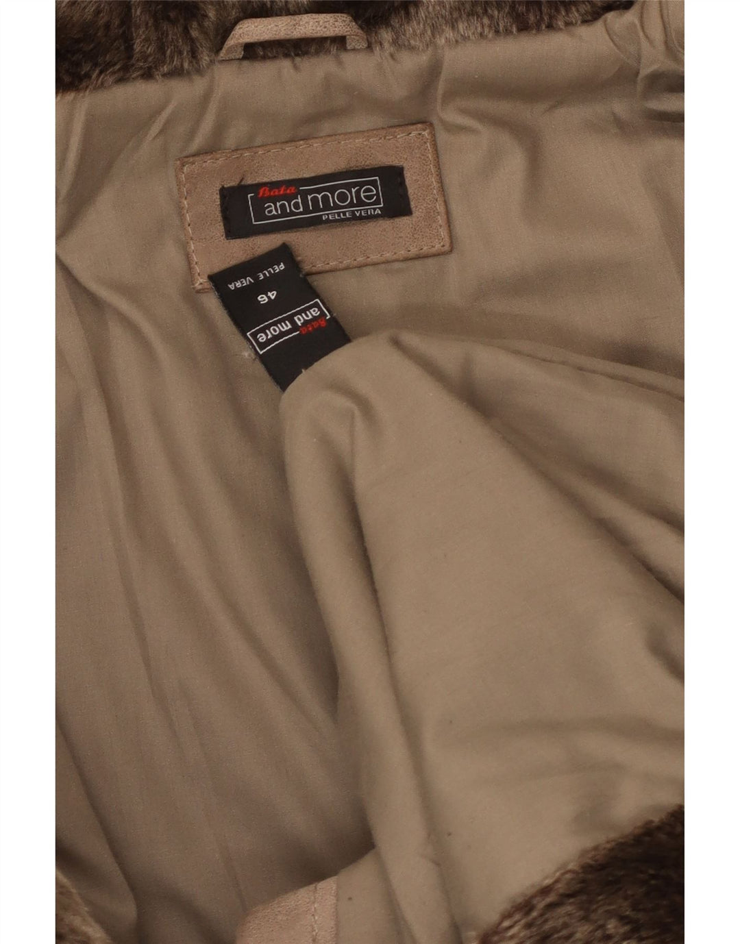 Bata and More Damen Wildlederjacke mit Kapuze IT 46 Large Beige Leder