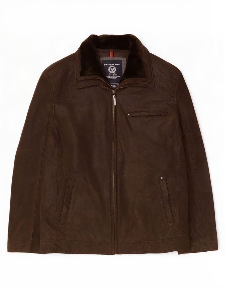 State of Art Herren Lederjacke UK 44 2XL Braun