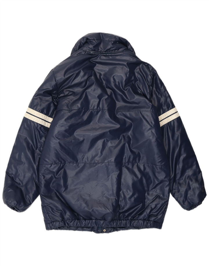 VINTAGE Mens Hooded Padded Coat IT 52 XL Navy Blue