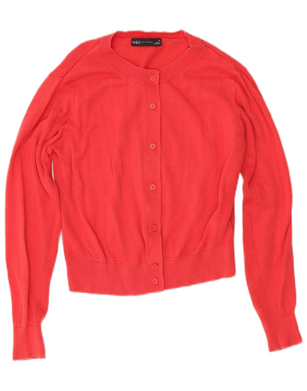 Marks & Spencer Damen Crop Cardigan Pullover UK 10 Small Rosa Baumwolle