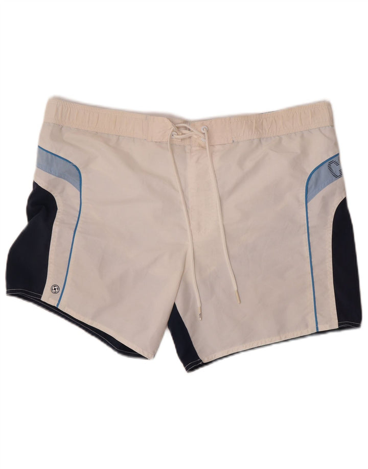 Colmar Herren-Badeshorts mit Grafik, IT 50, groß, weißes Colourblock-Polyamid