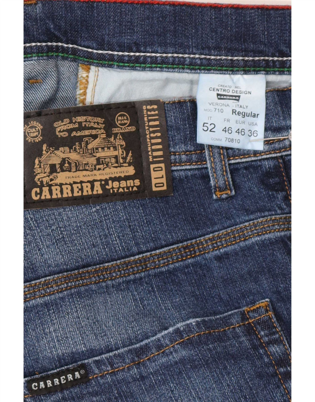 Carrera Herren 710 Regular Straight Jeans W36 L34 Blaue Baumwolle