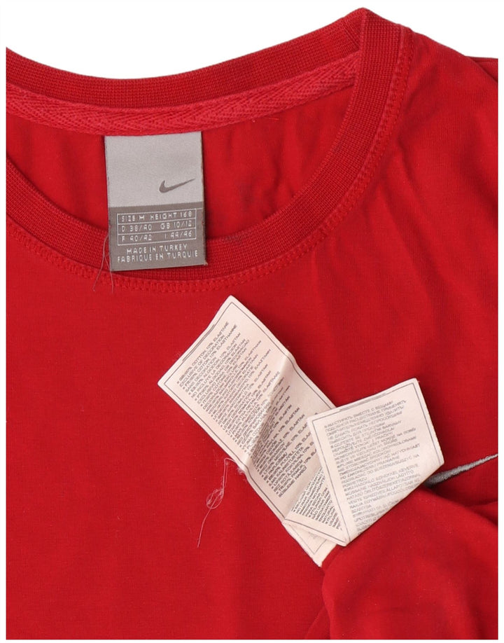 Nike Damen Top Langarm UK 10/12 Mittelrote Baumwolle