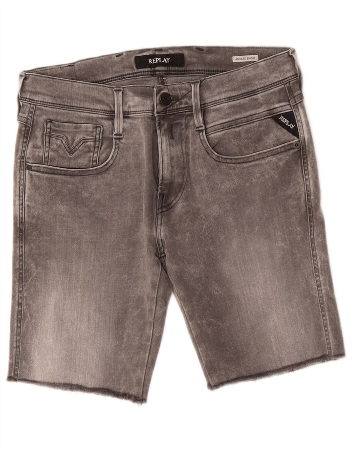 REPLAY Herren Anbass Denim Shorts W29 mittelgraue Baumwolle