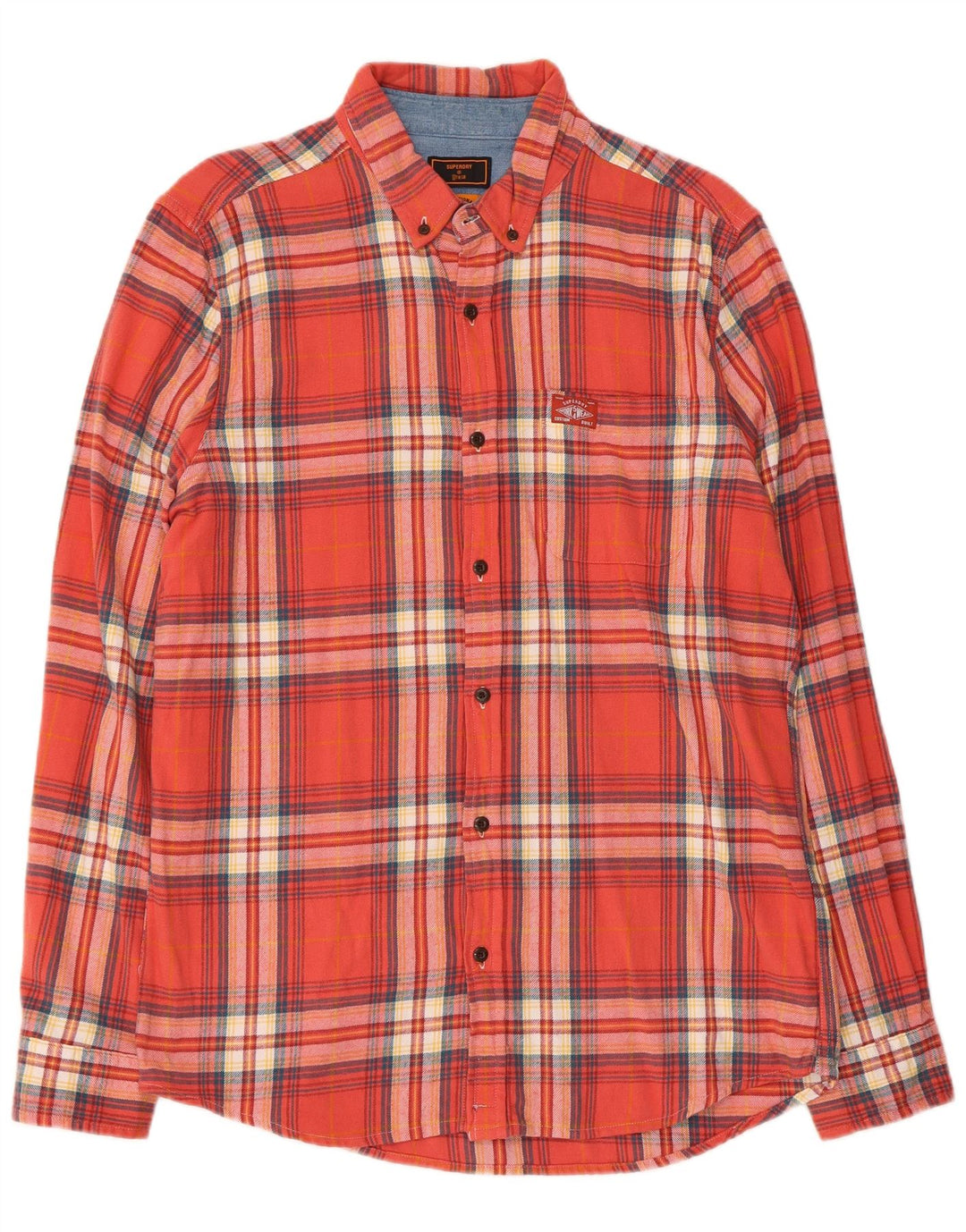 Superdry Herren-Flanellhemd XL, rot kariert, Baumwolle