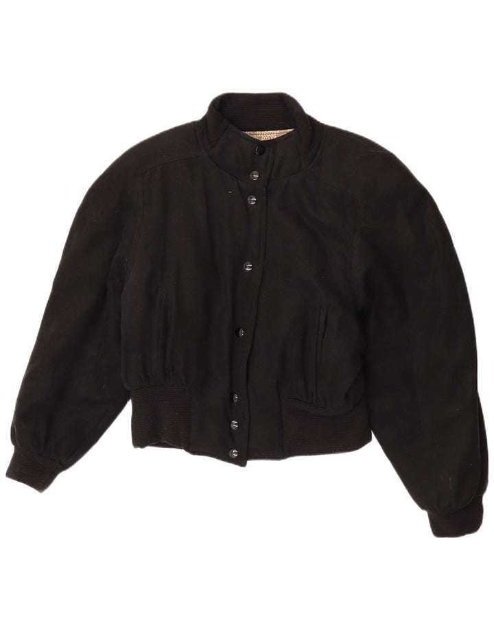 Vintage Damen Bomberjacke IT 44 Mittelschwarzes Polyester