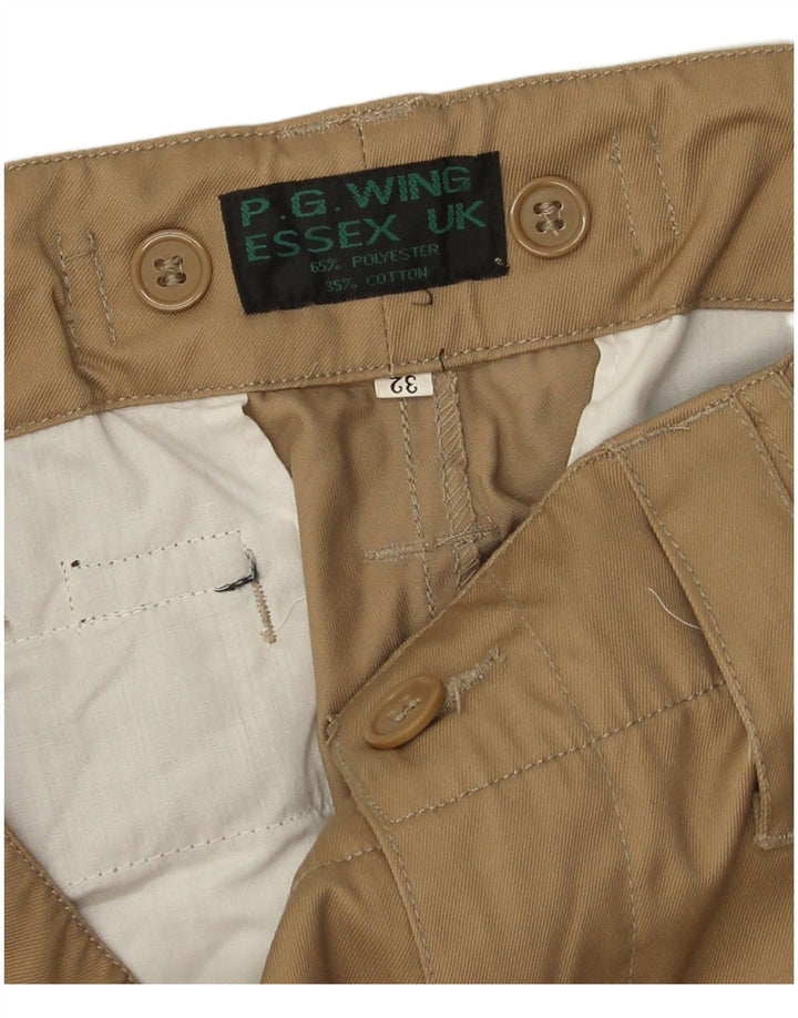 Vintage Herren Straight Cargo Hose W32 L32 Beige Polyester