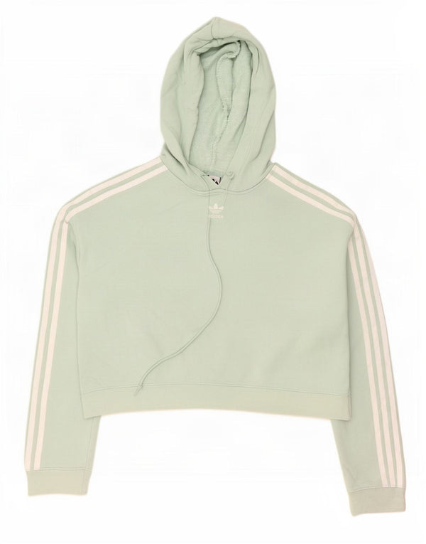 Adidas Damen Crop Oversized Hoodie Pullover UK 6 XS Grüne Baumwolle