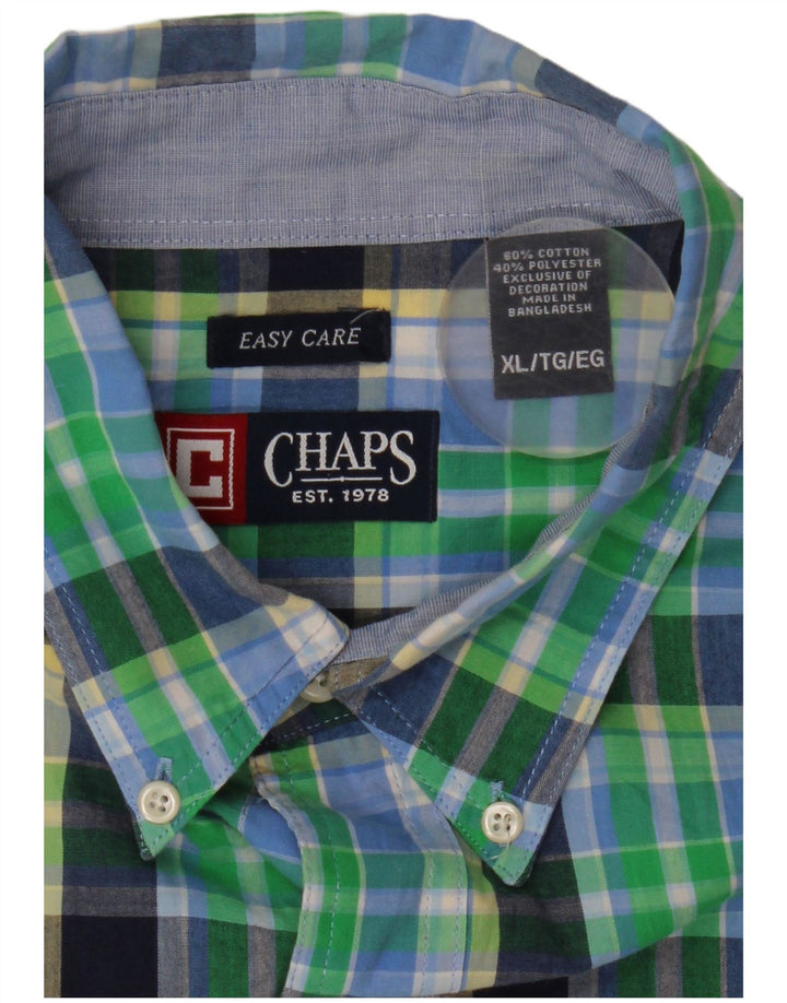 Chaps Herren-Kurzarmhemd XL, grün kariert, Baumwolle