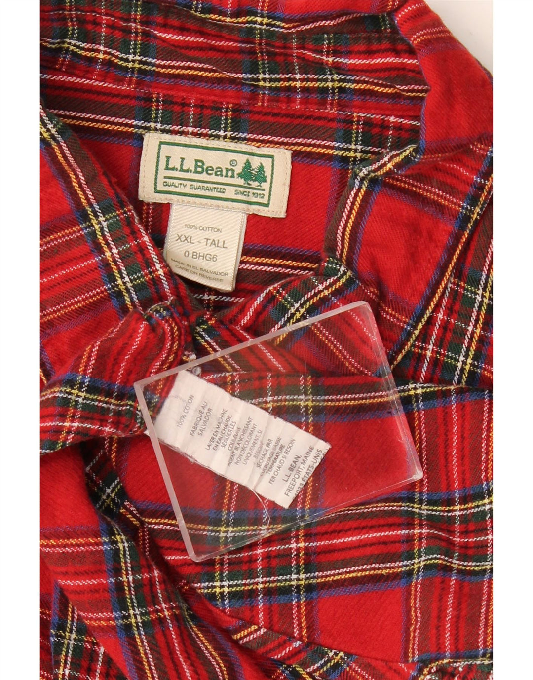 L.L.BEAN Flanellhemd für Herren, groß, Größe 2XL, rot kariert, Baumwolle
