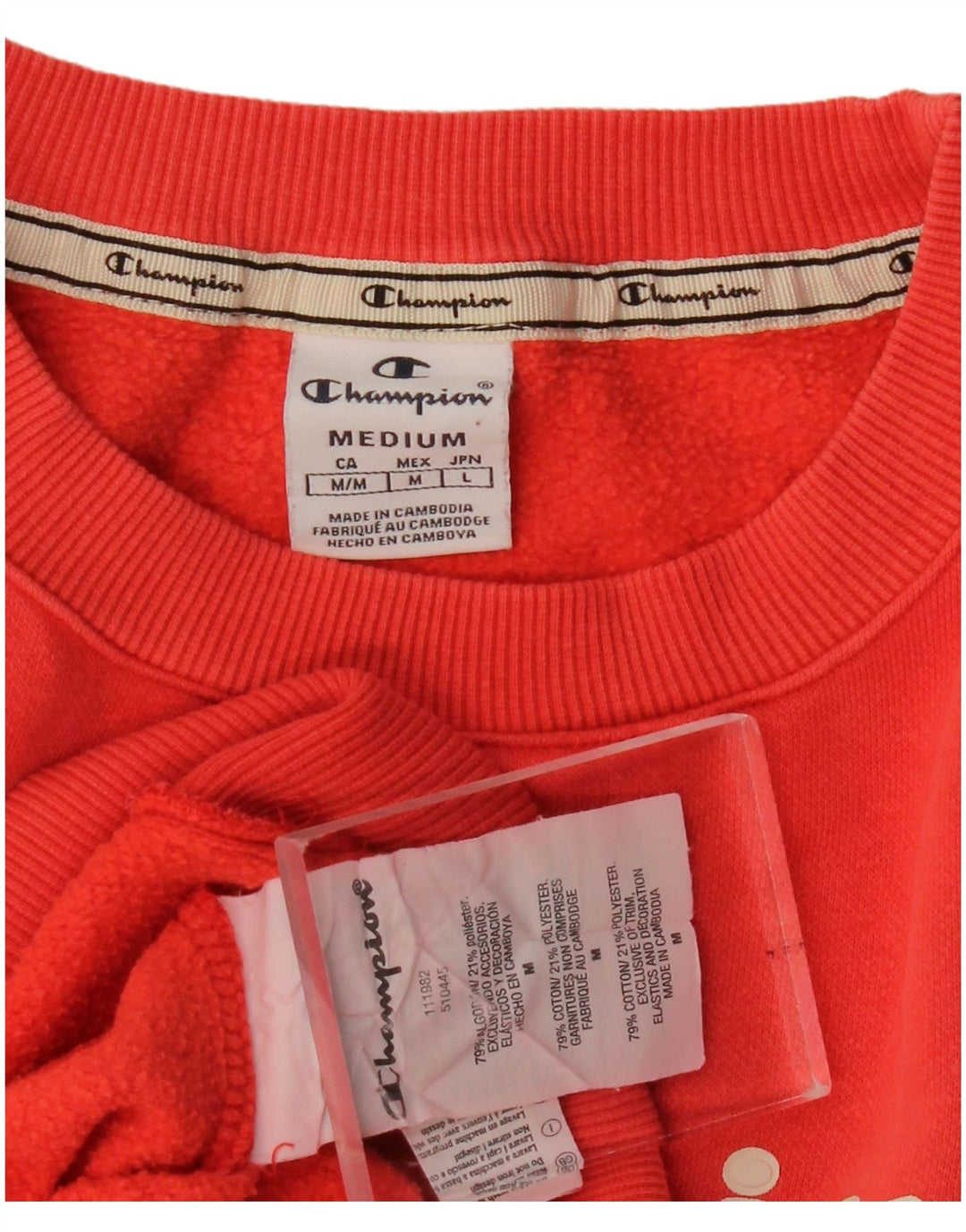 Champion Womens Graphic Sweatshirt Pullover UK 12 Mittelrote Baumwolle