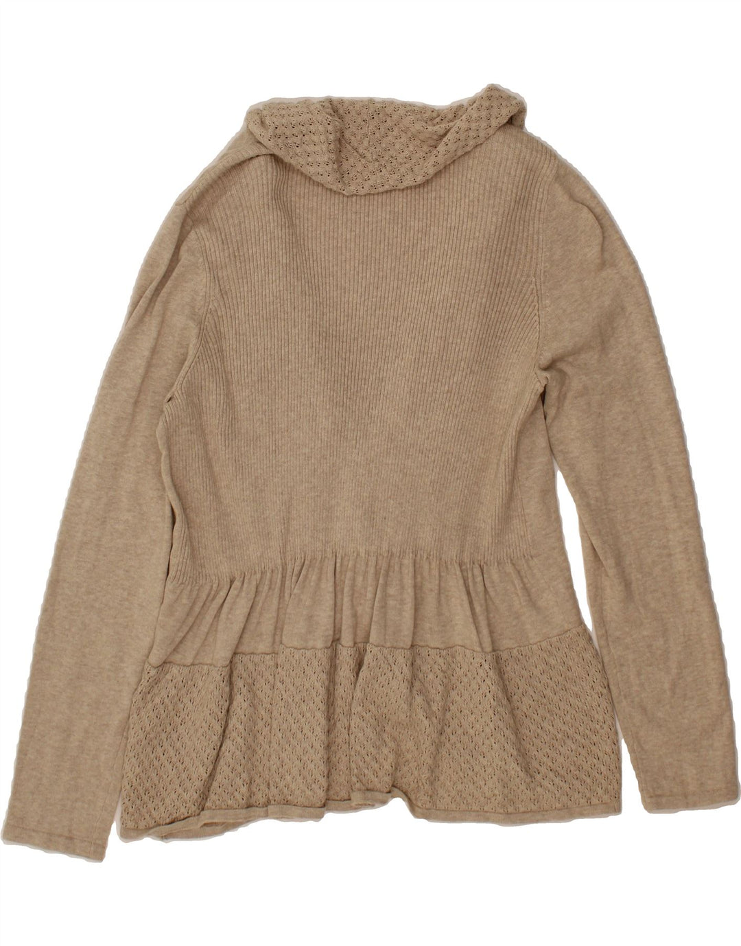 IZOD Womens Cardigan Sweater UK 14 Large Beige Cotton Vintage Izod and Second-Hand Izod from Messina Hembry 