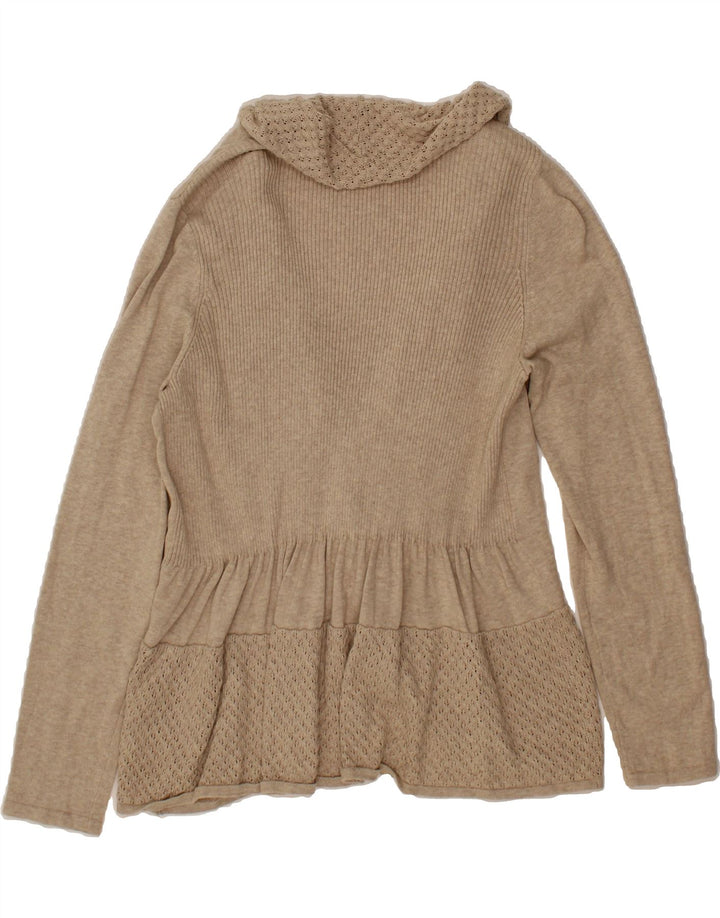 IZOD Womens Cardigan Sweater UK 14 Large Beige Cotton Vintage Izod and Second-Hand Izod from Messina Hembry 