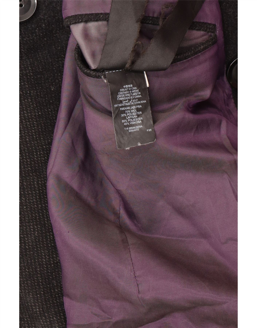 Marks & Spencer Herren Pea Coat UK 38 Mittelschwarze Wolle