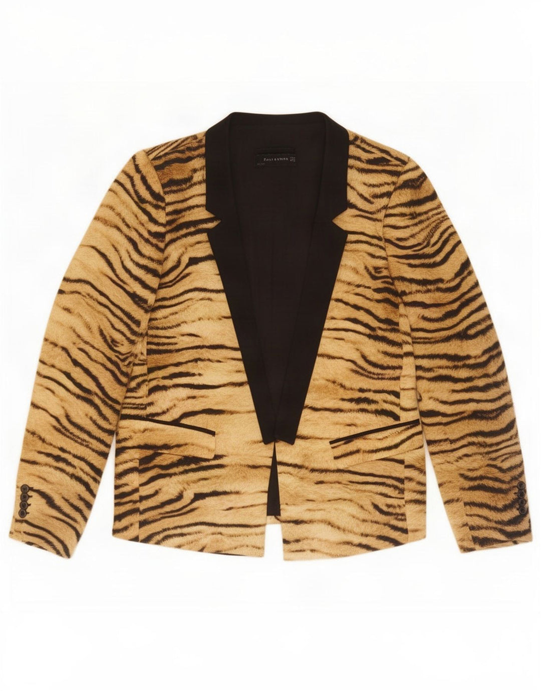 Offene Blazerjacke für Damen von Zara, UK 14, Mittelbraun mit Tiermuster