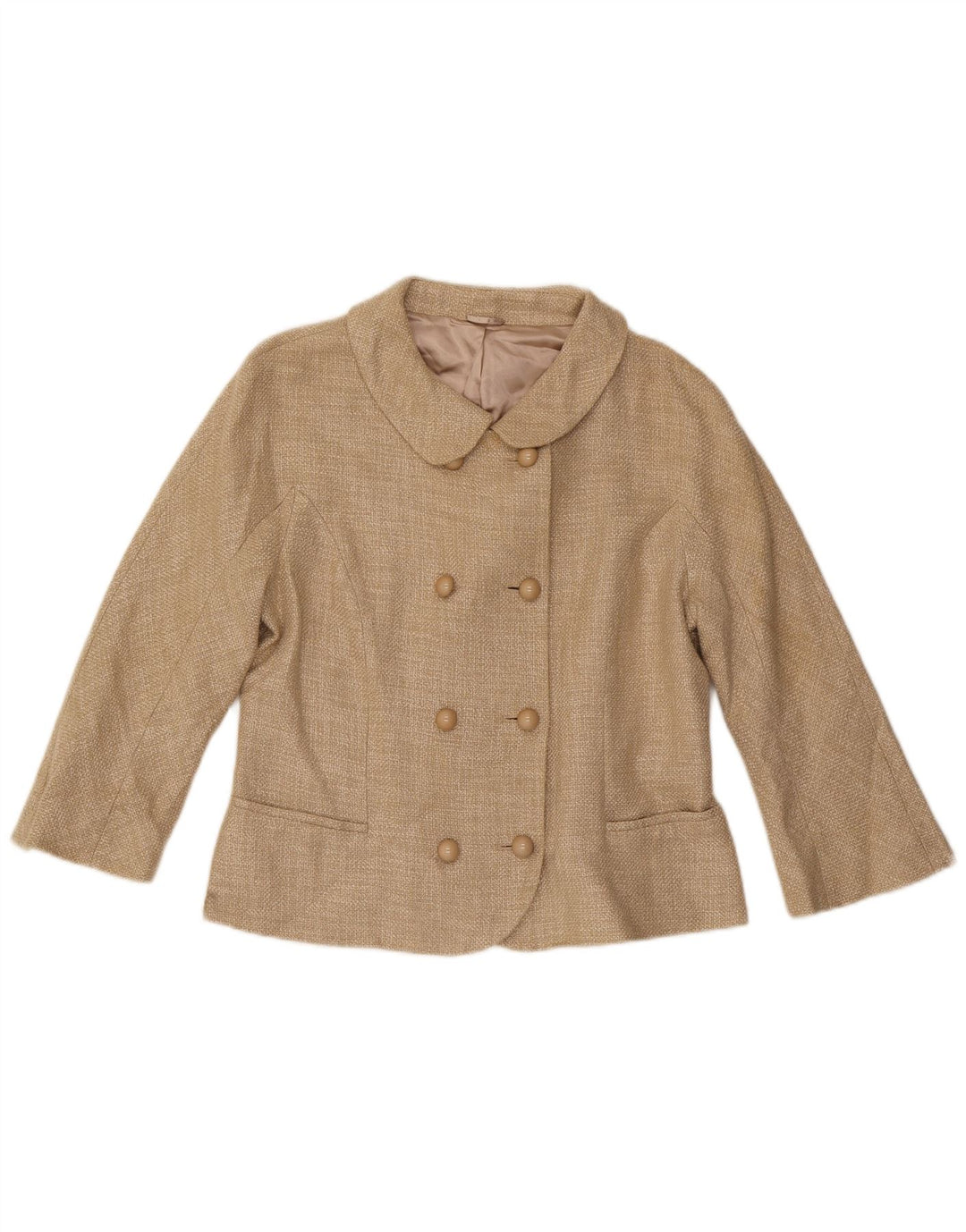 HOBBS Womens 3/4 Sleeve Double Breasted Blazer Jacket UK 14 Medium  Beige